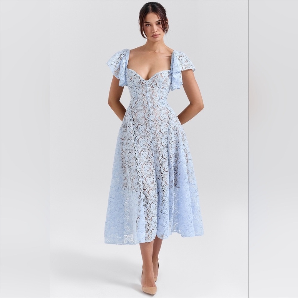 HOUSE OF CB 'Austen' Bluebell Floral Lace Midi Dress - Picture 5 of 10